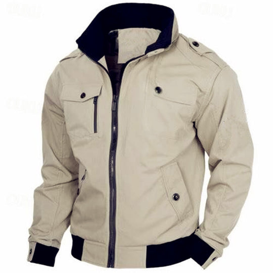 Herren Canvas-Field-Bomberjacke mit Stehkragen, Epauletten und Rippbündchen Nord Taschen