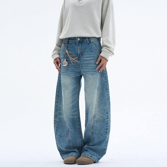 Damen Extraweite Palazzodenim-Jeans mit hoher Bundlinie, Paneelnähten und weitem Saum Nord Taschen