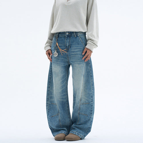 Damen Extraweite Palazzodenim-Jeans mit hoher Bundlinie, Paneelnähten und weitem Saum Nord Taschen