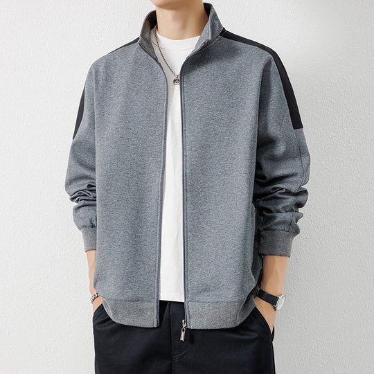 Herren Leichte Zip‑Trainingsjacke im Minimalstil mit Stehkragen und Kontrastpaspel Nord Taschen
