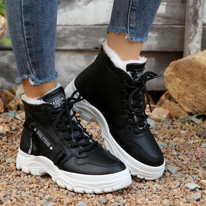 Damen  gefütterte High-Top Sneaker-Boots mit dicker Profilsohle und seitlichem Reißverschluss Nord Taschen