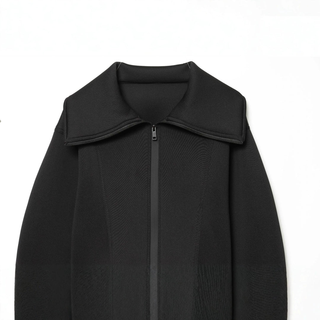 Damen Gekürzte strukturierte Jacke im Neopren‑Look mit weitem Schalkragen Nord Taschen