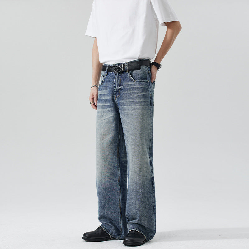 Herren Locker geschnittene Stonewashed-Denim-Jeans mit extra weitem Bein Nord Taschen
