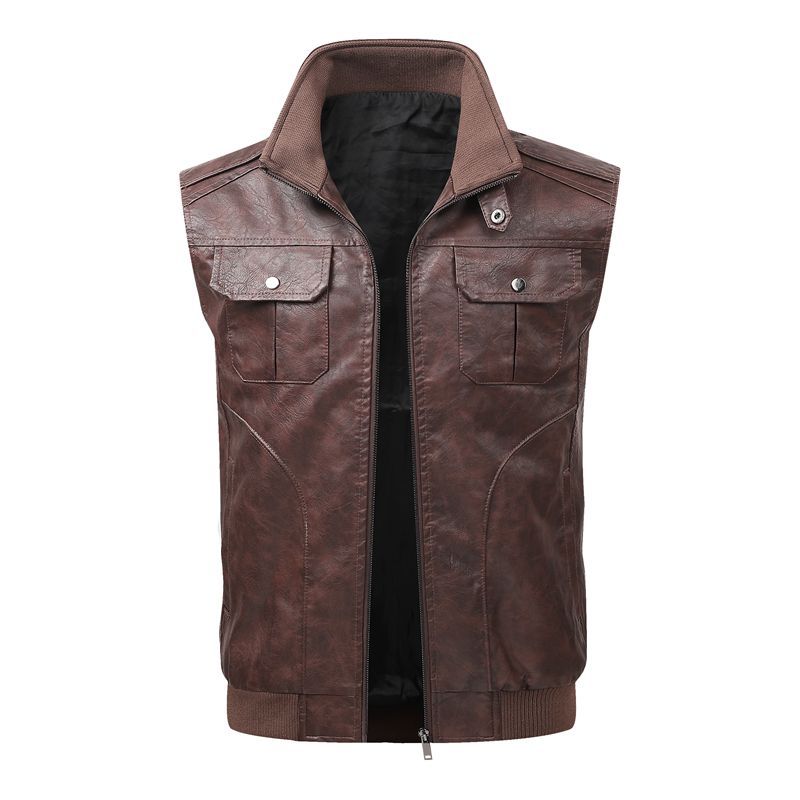 Herren Robuste Lederweste Nord Taschen