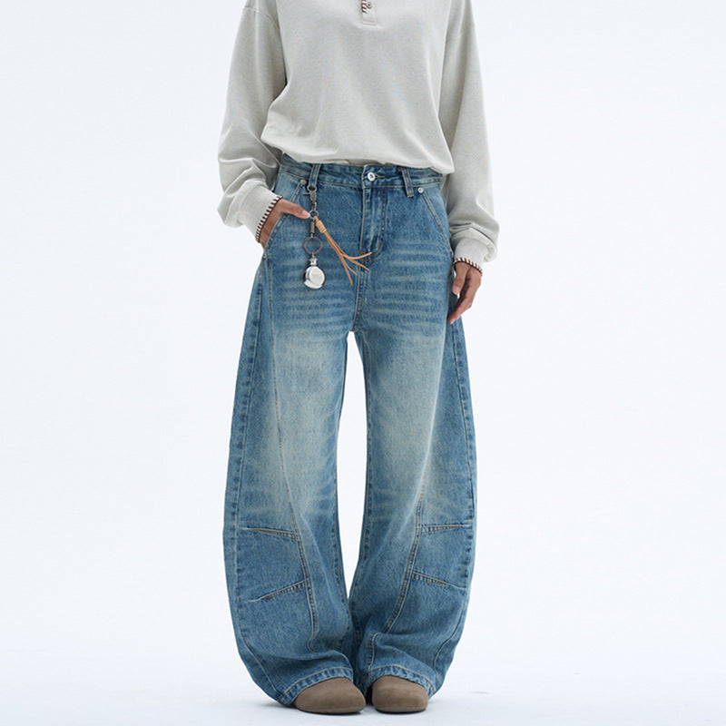 Damen Extraweite Palazzodenim-Jeans mit hoher Bundlinie, Paneelnähten und weitem Saum Nord Taschen