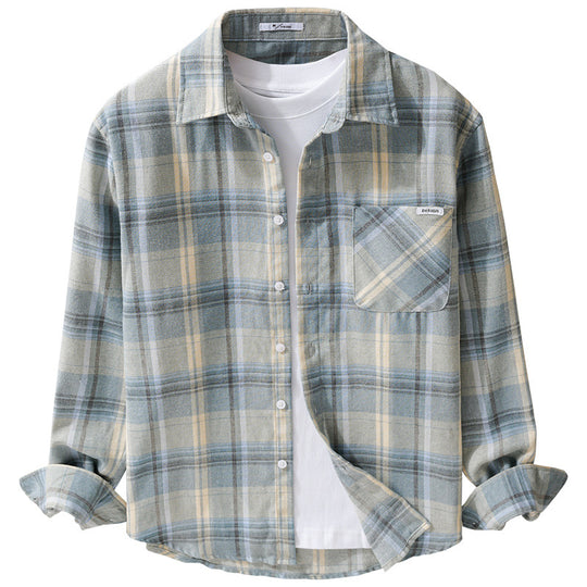 Herren Kariertes Leichtes Flanell-Overshirt mit Brusttasche und Relaxed-Fit Nord Taschen
