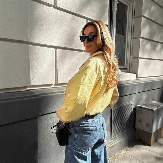 Damen Kurze Satinoptik-Bomberjacke mit Reißverschluss, Druckknöpfen & elastischen Bündchen Nord Taschen