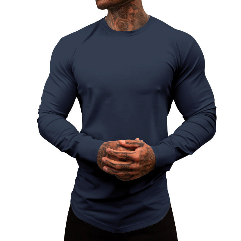 Herren Langarmshirt aus weichem, elastischem Baumwollmix mit Rundhalsausschnitt
