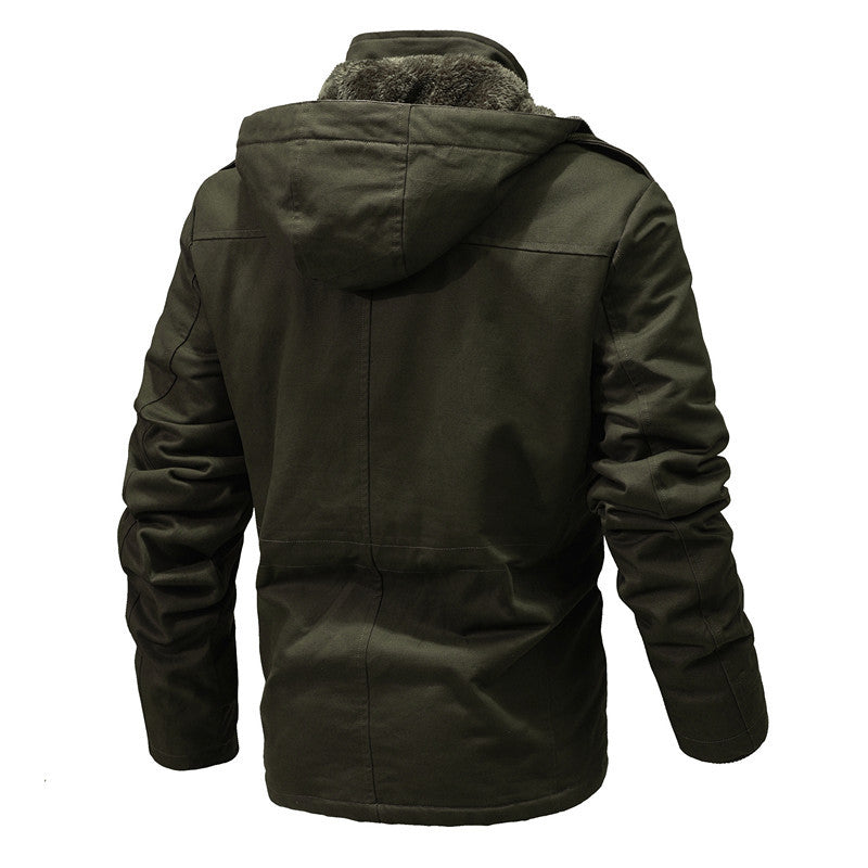 Herren Wattierter Canvas-Parka mit Kapuze, vielseitigen Taschen und Tunnelzug Nord Taschen