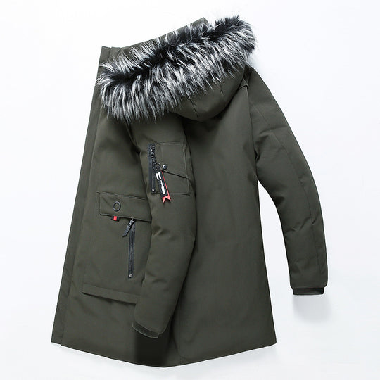 Herren Parka mit Kunstfellkapuze und thermischer Isolierung sowie Multifunktions-Taschen Nord Taschen