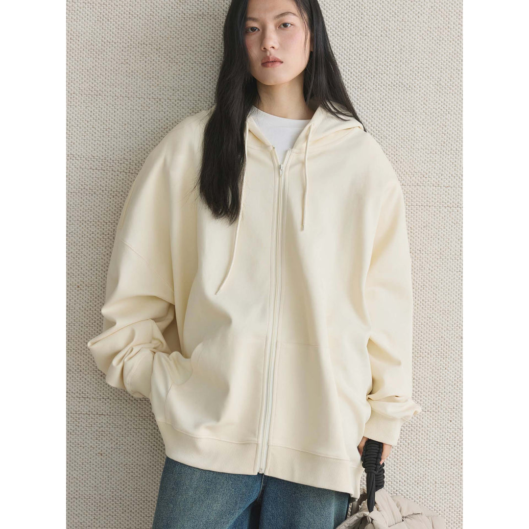 Damen Oversize Zip‑Hoodie aus schwerem Baumwoll-Fleece mit verdecktem Reißverschluss Nord Taschen