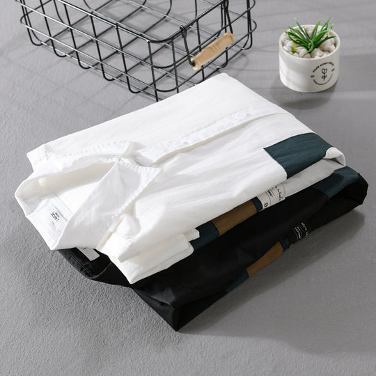 Herren Overshirt-Hemd mit geometrischem Patch-Design und Relaxed-Fit Nord Taschen
