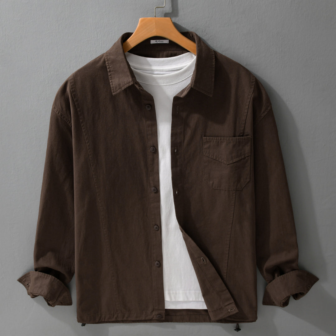 Herren Leichtes Overshirt-Jackett aus Baumwollmix mit aufgesetzter Brusttasche Nord Taschen