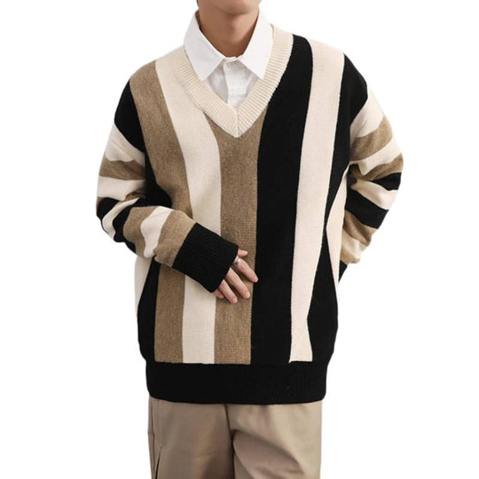 Herren Modischer Grobstrickpullover mit V-Ausschnitt Nord Taschen