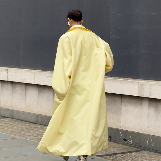 Damen Maxilanger Oversize-Mantel im Cocoon-Schnitt mit verdeckter Knopfleiste Nord Taschen