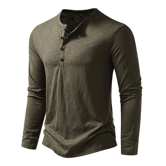 Herren Langarmshirt mit knopflosem V-Ausschnitt und atmungsaktivem Stoff
