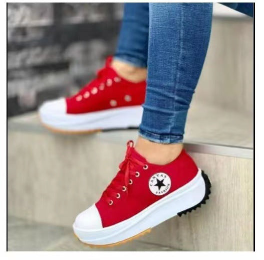 Damen  retro-inspirierte Canvas-Plateau-Sneaker mit verstärkter Zehenkappe und griffiger Profilsohle Nord Taschen