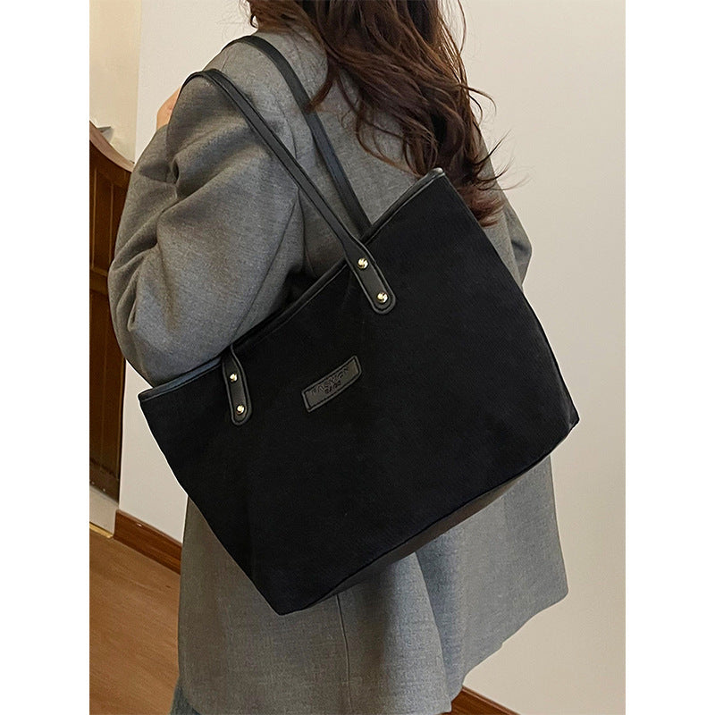 Damen Jute-Shopper Tasche mit elegantem Corddesign Nord Taschen
