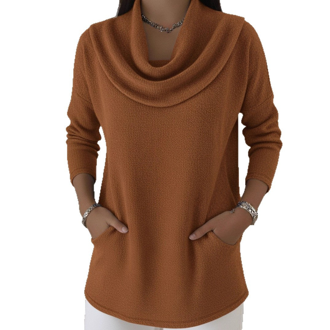 Damen Kuscheliger Feinstrick-Pullover mit Schalkragen und Eingrifftaschen Nord Taschen