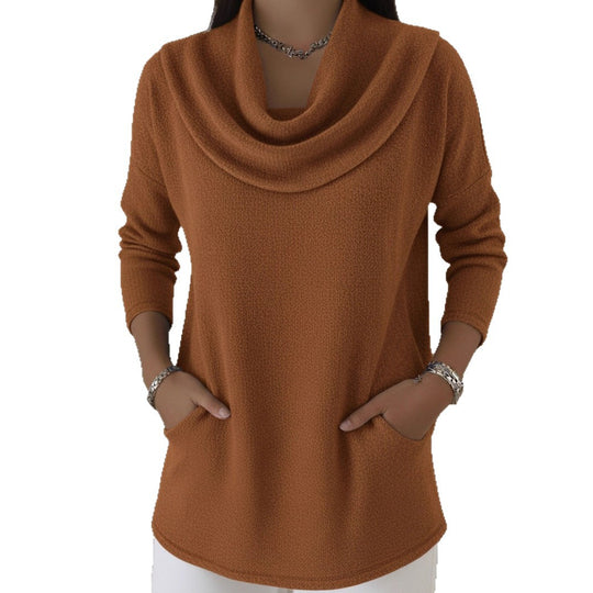 Damen Kuscheliger Feinstrick-Pullover mit Schalkragen und Eingrifftaschen Nord Taschen
