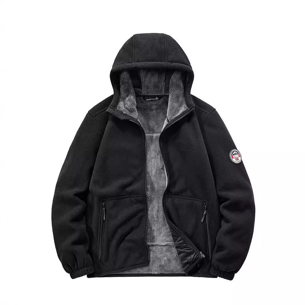 Herren Isolierte Fleece-Hoodiejacke mit Sherpa-Innenfutter und Zwei-Wege-Reißverschluss Nord Taschen