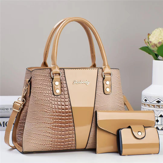 Damen Handtasche mit elegantem Krokodilleder-Design und abnehmbarem Portemonnaie Nord Taschen