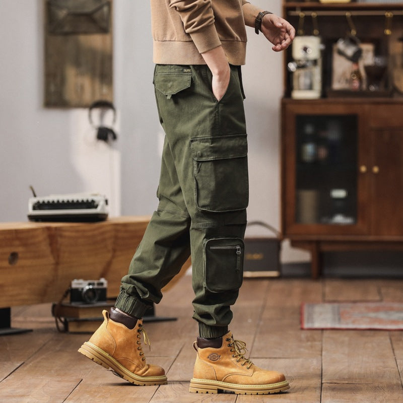 Herren Robuste Cargo-Jogginghose mit Multifunktions-Taschen Kordelzug elastische Bündchen Nord Taschen