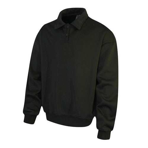 Herren Polo‑Sweatshirt im Oversize‑Relaxed‑Fit mit Rippbündchen und Knopfleiste Nord Taschen