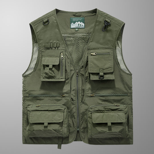 Herren Multifunktionale Angler- und Utility‑Weste mit Mesh‑Einsätzen und Mehrfach‑Taschen Nord Taschen
