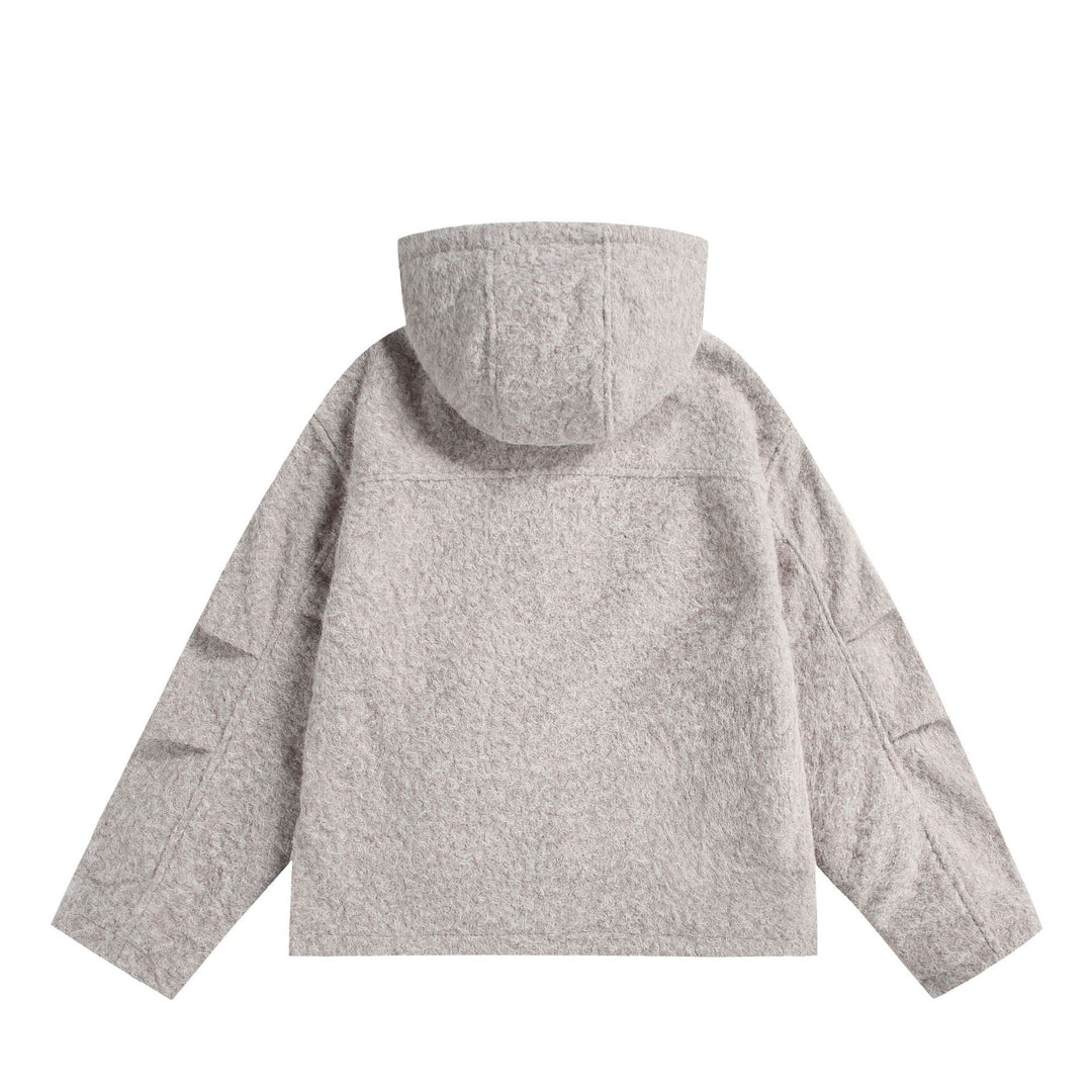 Damen Kapuzenblouson aus Wollmix mit voluminöser Struktur und Reißverschluss Nord Taschen