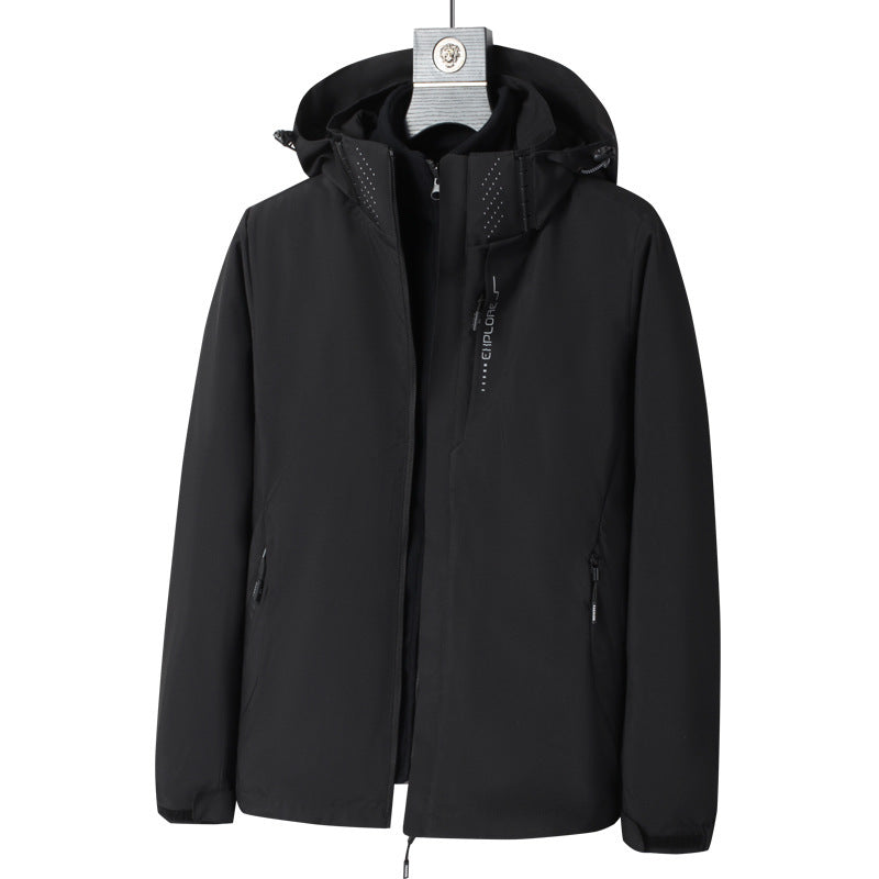 Herren Softshell Outdoorjacke mit wasserdichter Membran, abnehmbarer Kapuze und verdecktem Reißverschluss Nord Taschen