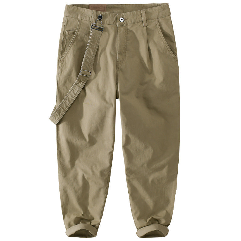 Herren Tapered-Chinohose mit abnehmbarem Gurt, hohem Bund und gekrempeltem Saum Nord Taschen