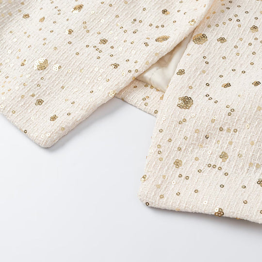 Damen Kurzblazer im Bouclé‑Stil mit Stehkragen und Paillettenapplikation Nord Taschen