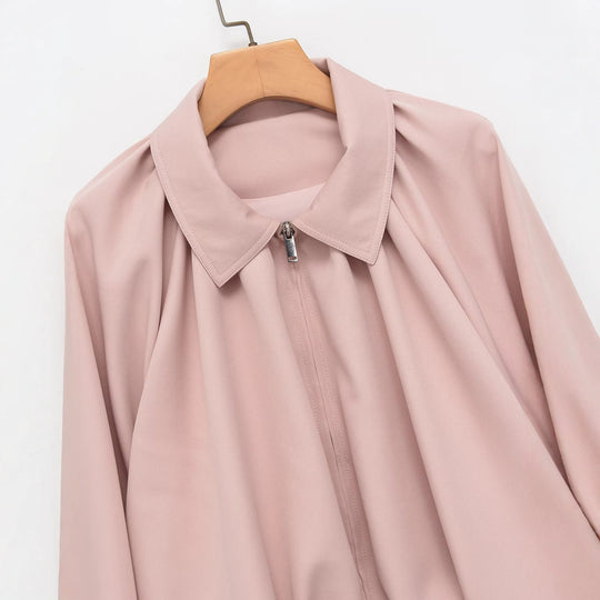 Damen Voluminöse Cropped Cape‑Jacke mit Ballonärmeln und Reißverschluss Nord Taschen