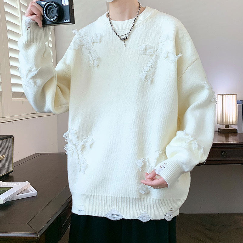 Damen Grobstrickpullover mit Fransen Nord Taschen