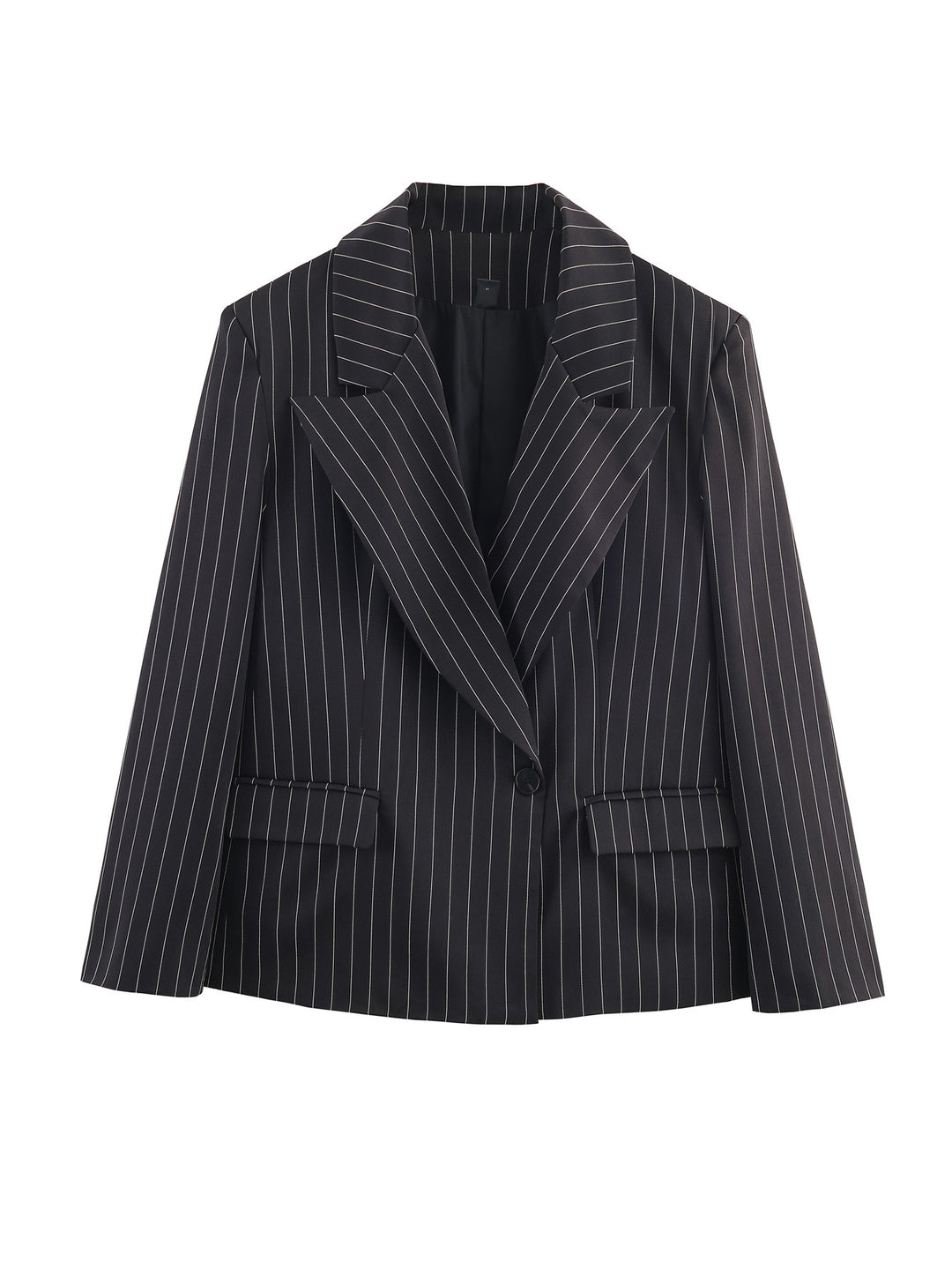 Damen Nadelstreifen-Blazer mit weitem Revers und Pattentaschen Nord Taschen