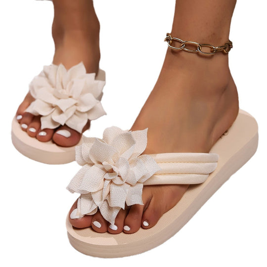 Damen Zehentrenner-Sandalen mit dekorativem Blumen-Detail und komfortablem Fußbett