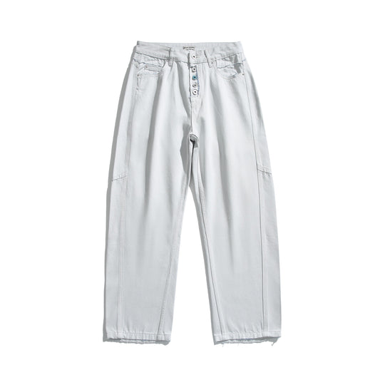 Damen Hochtaillierte Relaxed-Fit-Jeans mit sichtbarer Knopfleiste und Cargo-Seitennähten Nord Taschen