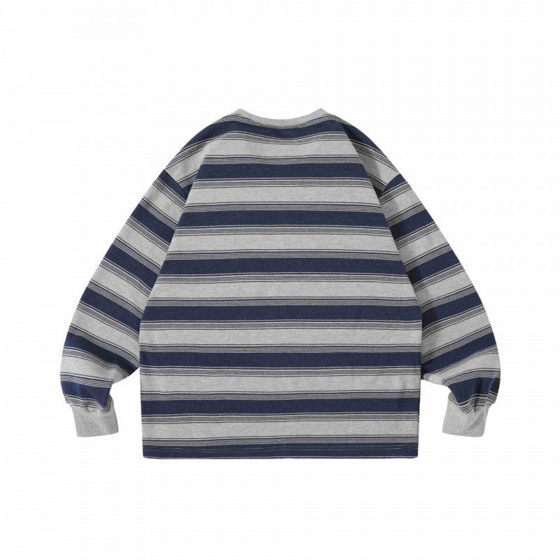 Unisex Oversize Streifen-Sweatshirt mit Brusttasche und Rundhals Nord Taschen