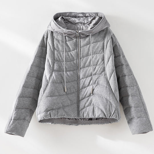 Damen gesteppte Kapuzen-Winterjacke mit tailliertem Gummizug Nord Taschen