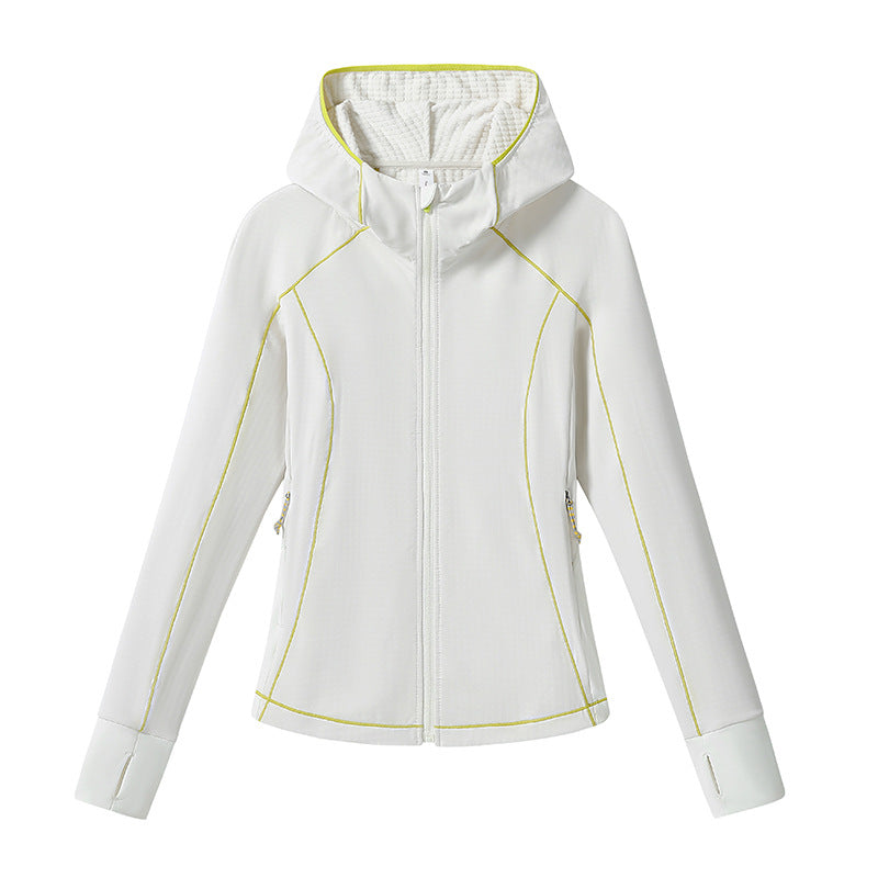 Damen Leichte Softshell-Kapuzenjacke mit ergonomischen Kontrastnähten und Daumenloch Nord Taschen