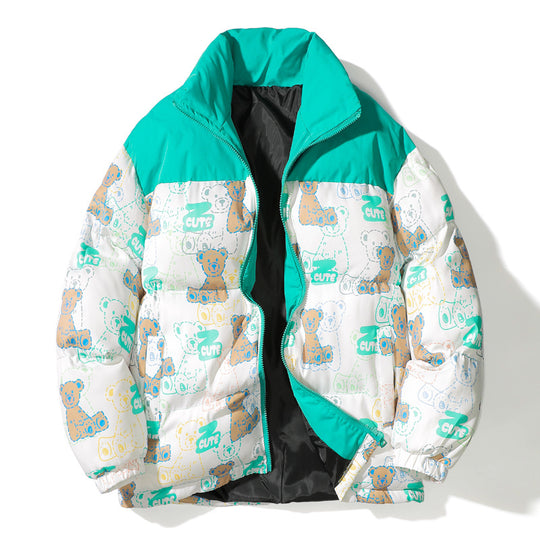 Unisex Gestepptes Teddy‑Print Pufferjacke mit hohem Kragen Nord Taschen