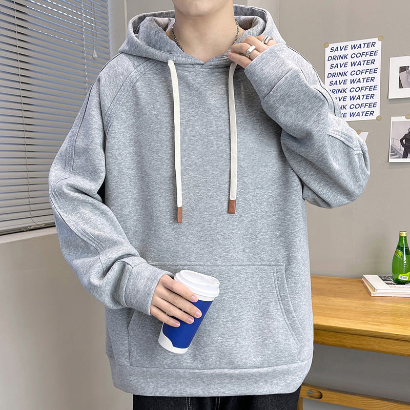 Herren Oversize Kapuzenpullover mit Kängurutasche Raglanärmeln und extra langen Kordeln Nord Taschen