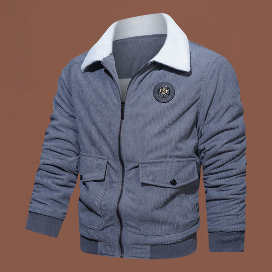 Herren  Kord-Bomberjacke mit Teddyfutter, hochschließendem Kragen und aufgesetzten Taschen Nord Taschen