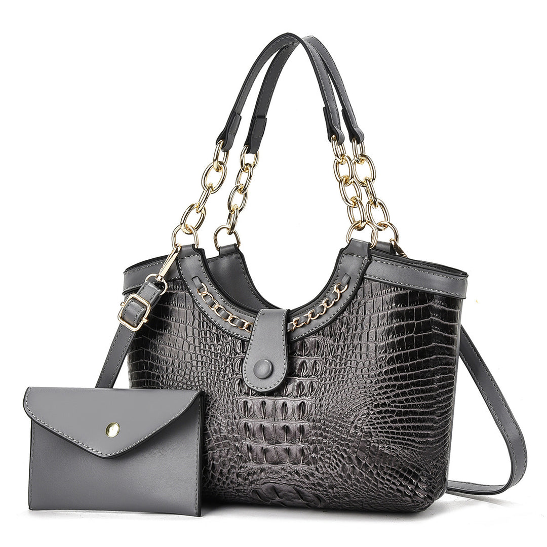 Damen Handtasche mit luxuriösem Krokodil-Look und abnehmbarer Mini-Clutch Nord Taschen