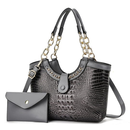 Damen Handtasche mit luxuriösem Krokodil-Look und abnehmbarer Mini-Clutch Nord Taschen