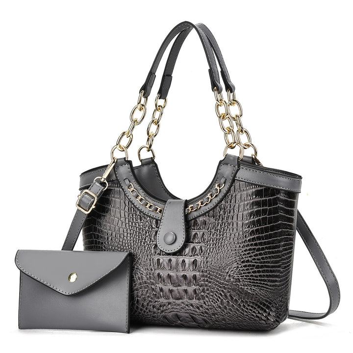 Damen Handtasche mit luxuriösem Krokodil-Look und abnehmbarer Mini-Clutch Nord Taschen