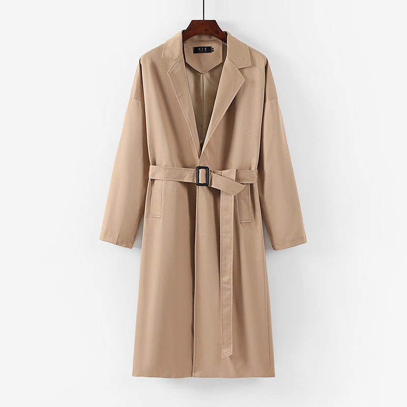 Damen Longline Trenchcoat mit Taillengürtel und fallendem Revers Nord Taschen