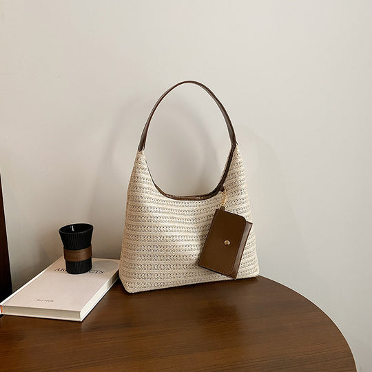Damen Hobo-Tasche aus hochwertigem geflochtenem Material mit abnehmbarem Anhänger Nord Taschen