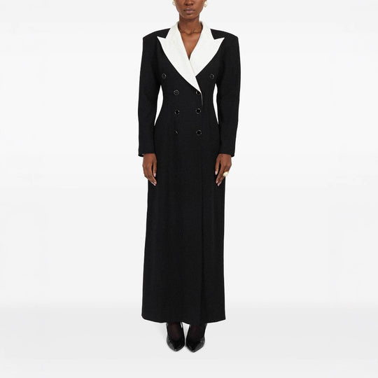 Damen Doppelreihiges Longblazer-Kleid mit taillierter Silhouette und Kontrastrevers Nord Taschen